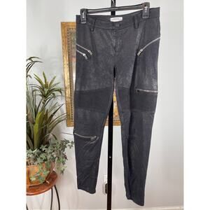Zara Biker Pants Women's Small Black Leather Ankle Zip Moto Core Streetwear